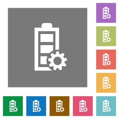Güç yönetimi düz simgeler basit üzerinde kare arka planlar renk