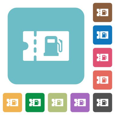 İndirim kupon beyaz düz simgeler renk üzerinde fueling yuvarlak kare arka planlar