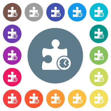 Zamanlayıcı eklenti düz beyaz simgeleri yuvarlak renkli arka planlar. 17 arka plan renk değişimleri dahil.