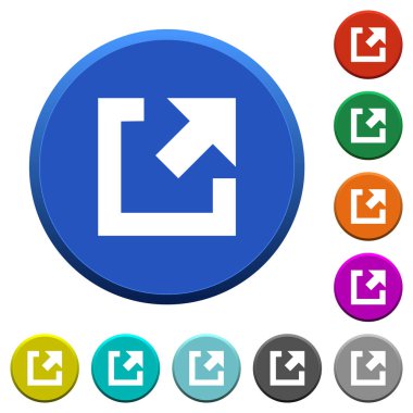 Dış bağlantı yuvarlak renk eğimli düğmeleri ile pürüzsüz yüzeylerde ve düz beyaz simgeler