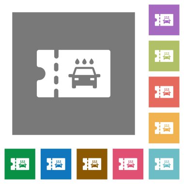 Araba yıkama indirim kupon düz simgeler basit renkli kare arka planlar