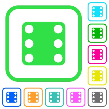 Domino altı canlı renkli beyaz arka plan üzerinde eğri kenarlıklar düz simgeler