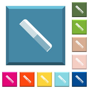 Basit tarak beyaz simgeleri çeşitli moda renklerde ucu keskin kare düğmeleri