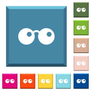 Güneş gözlüğü simgeleri çeşitli moda renklerde ucu keskin kare düğmeleri beyaz