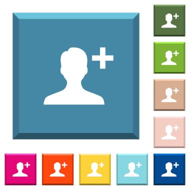 Yeni Kullanıcı beyaz simgeleri çeşitli moda renklerde ucu keskin kare düğmeleri eklemek