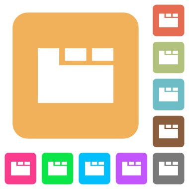 Yuvarlatılmış kare canlı renkli arka planlar üzerinde yatay sekmeli Düzen etkin düz simgeler.