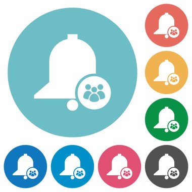 Takım uyarı mektubu düz beyaz simgeleri yuvarlak renkli arka planlar