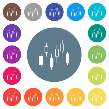 Mum grafik düz beyaz simgeleri yuvarlak renkli arka planlar. 17 arka plan renk değişimleri dahil.