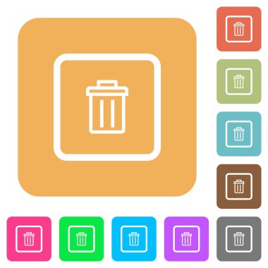 Yuvarlatılmış kare canlı renkli arka planlar üzerinde nesne düz simgeleri silmek.