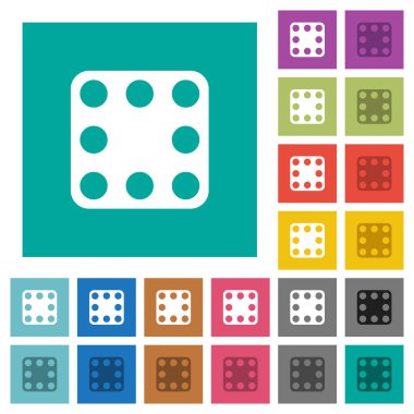 Domino sekiz çok düz simgeler düz kare arka plan üzerinde renkli. Beyaz ve koyu kutsal kişilerin resmi varyasyon hover veya etkin efektleri dahil.
