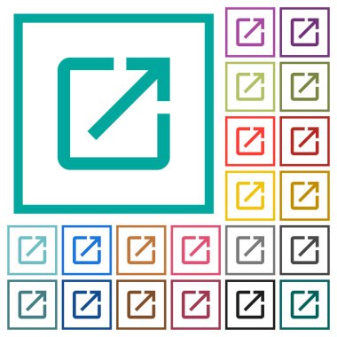 Beyaz arka plan üzerinde çeyreği çerçevelerle uygulama düz renk simgeleri Başlat