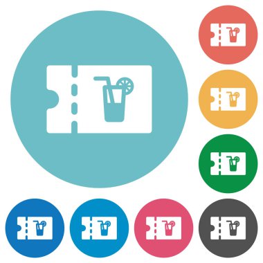 yuvarlak kokteyl bar indirim kupon düz beyaz simgeler üzerinde renkli arka planlar