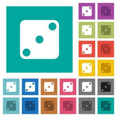 Domino üç çok düz simgeler düz kare arka plan üzerinde renkli. Beyaz ve koyu kutsal kişilerin resmi varyasyon hover veya etkin efektleri dahil.