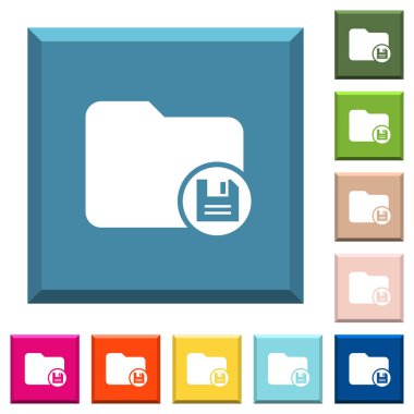 Dizin beyaz simgeleri çeşitli moda renklerde ucu keskin kare düğmeleri tasarruf edin