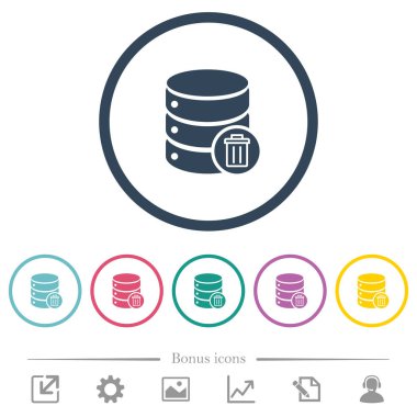 Yuvarlak özetliyor veritabanı düz renk simgeleri silin. 6 bonus simgeler dahil.