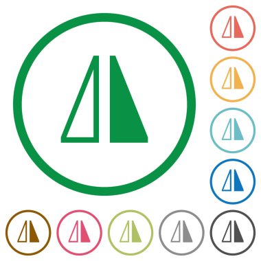 Beyaz arka plan üzerinde yuvarlak özetliyor yatay düz renkli simgeler çevirin