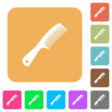 Yuvarlatılmış kare canlı renkli arka planlar üzerindeki kolu düz simgeleri ile tarak.