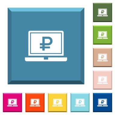 Laptop Rublesi ile kayıt beyaz simgeleri çeşitli moda renklerde ucu keskin kare düğmeleri