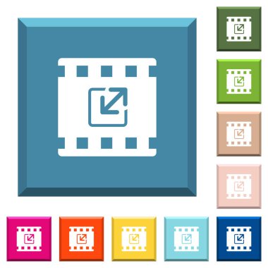 Modaya uygun çeşitli renklerde ucu keskin kare düğmelerdeki film beyaz simgelerini yeniden boyutlandırmak