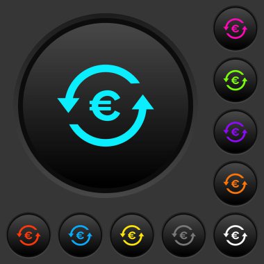 Euro ödeme geri karanlık tuşlar ile koyu gri arka plan üzerinde canlı renkler kutsal kişilerin resmi