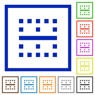 Kare kare beyaz arka plan üzerinde yatay kenarlık düz renk simgeleri