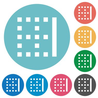 Sağ kenarlık düz beyaz simgeleri yuvarlak renkli arka planlar