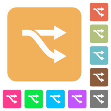 Yuvarlatılmış kare canlı renkli arka planlar çatal düz simgeleri.