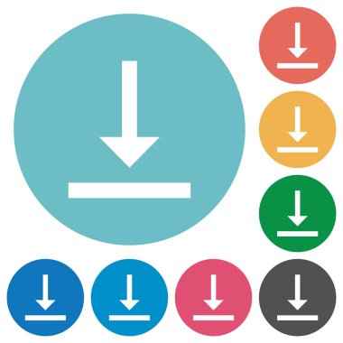 Dikey hizalama alt düz beyaz simgeleri yuvarlak renkli arka planlar