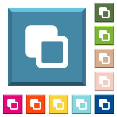 Ucu keskin kare düğmeleri çeşitli moda renklerde şekiller beyaz simgeleri çıkarma