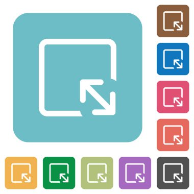 Nesne beyaz renkli yuvarlak kare arka planlar üzerinde düz simgelerini yeniden boyutlandırmak