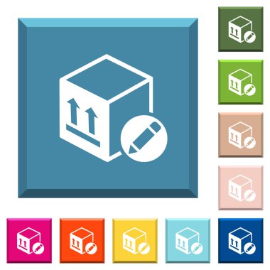 Paket çeşitli moda renklerde ucu keskin kare düğmeleri beyaz simgeleri Düzenle