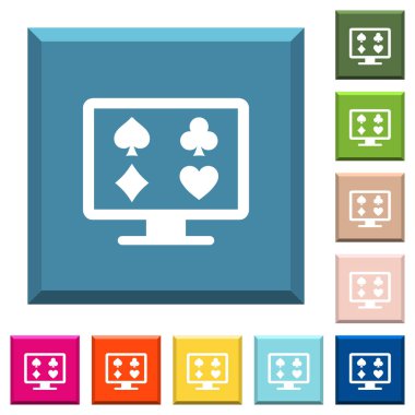 Online kumar beyaz simgeleri çeşitli moda renklerde ucu keskin kare düğmeleri