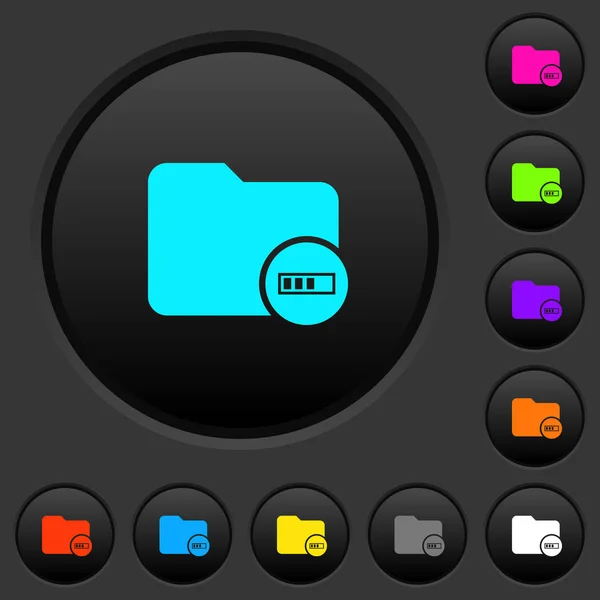 Directory Processing Dark Push Buttons Vivid Color Icons Dark Grey — Stock Vector