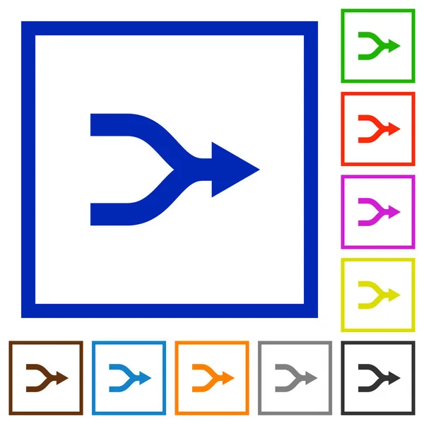 Fusionner Les Flèches Des Icônes Couleur Plates Dans Des Cadres — Image vectorielle