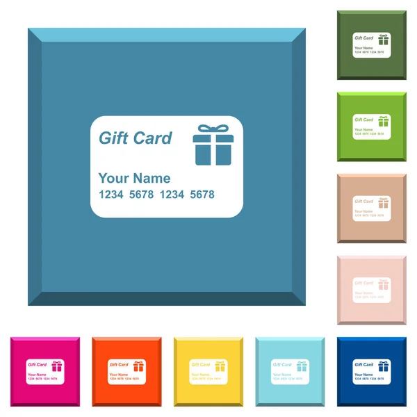 Κάρτα Δώρου Όνομα Και Αριθμοί Λευκό Εικονίδια Στην Κομμένες Τετράγωνα — Διανυσματικό Αρχείο