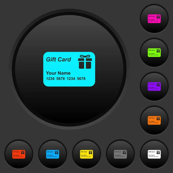 Geschenkkarte Mit Namen Und Zahlen Dunkle Tasten Mit Lebendigen Farbsymbolen — Stockvektor