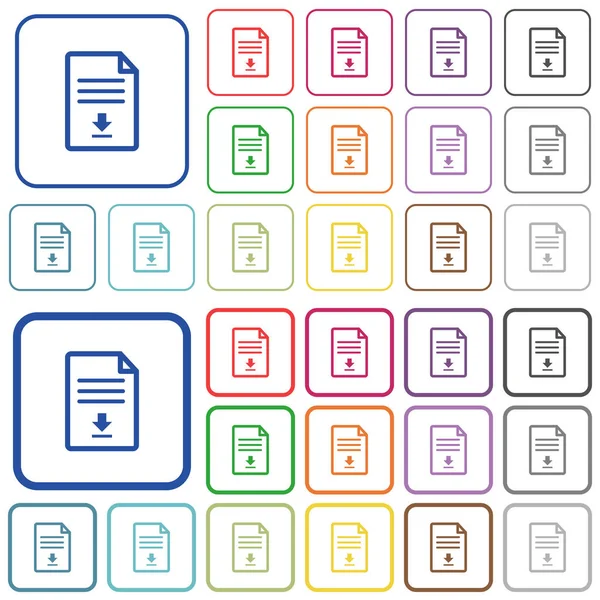 Descargue Iconos Planos Color Documento Marcos Cuadrados Redondeados Versiones Finas — Vector de stock