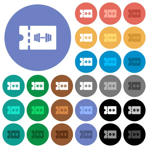 Gimnasio Cupón Descuento Iconos Planos Multicolores Fondos Redondos Incluye Variaciones — Archivo Imágenes Vectoriales