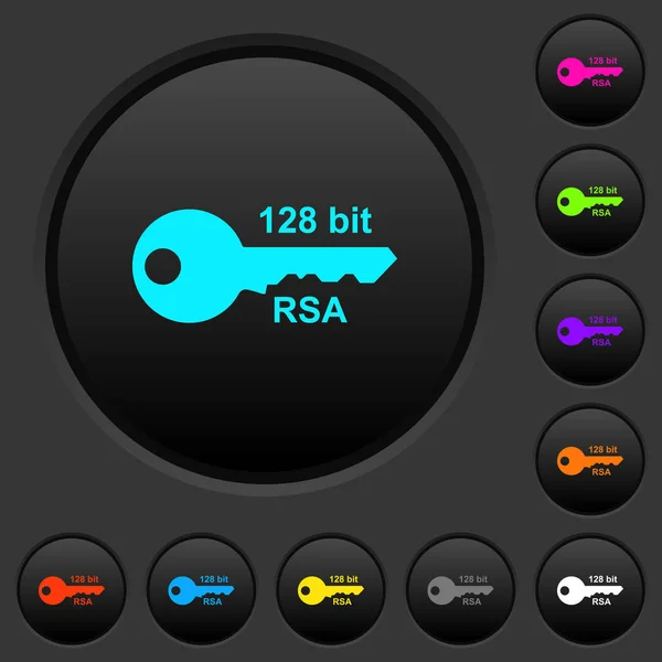 128 Bits Cryptage Rsa Boutons Poussoirs Sombres Avec Des Icônes — Image vectorielle