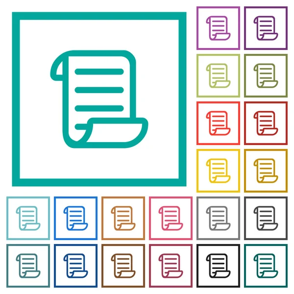 Code Script Icônes Couleur Plates Avec Cadres Quadrants Sur Fond — Image vectorielle