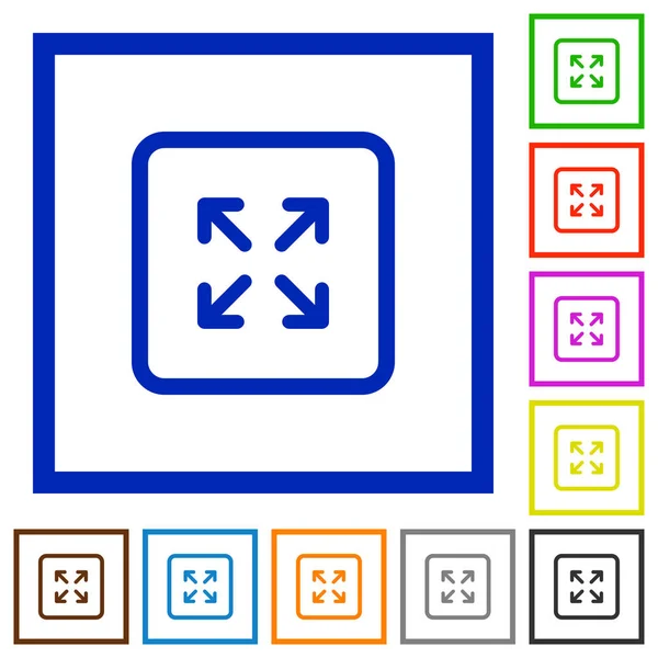 Förstora Objekt Platt Färgikoner Fyrkantiga Ramar Vit Bakgrund — Stock vektor