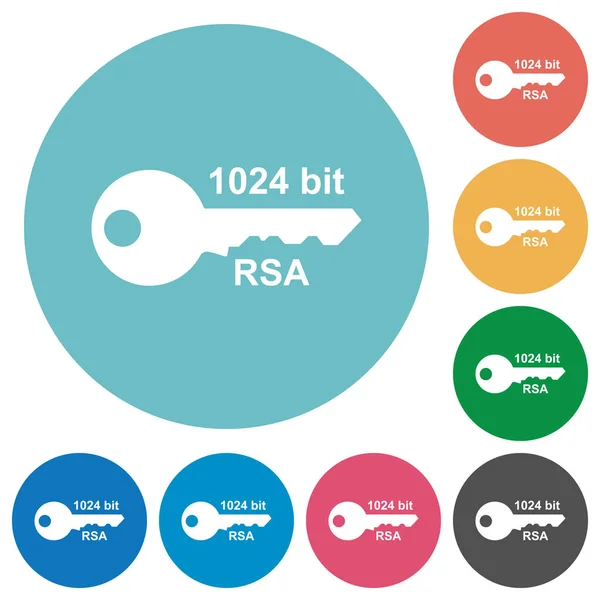 1024 Bitů Rsa Šifrování Ploché Bílé Ikony Kulaté Barevné Pozadí — Stockový vektor