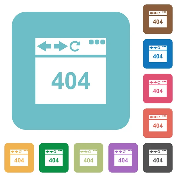 Böngésző 404 Oldal Nem Található Fehér Lapos Ikonok Színes Lekerekített — Stock Vector