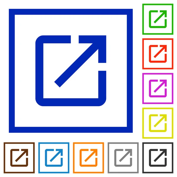 Ouvrir Dans Une Nouvelle Fenêtre Icônes Couleur Plate Dans Des — Image vectorielle