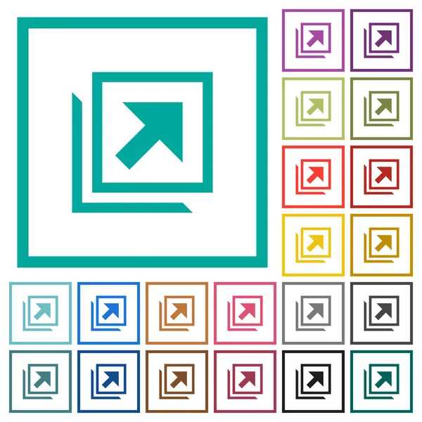 Ouvrir Dans Une Nouvelle Fenêtre Icônes Couleur Plate Avec Cadres — Image vectorielle