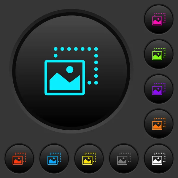 Arrastre Imagen Parte Inferior Izquierda Botones Oscuros Con Iconos Color — Vector de stock