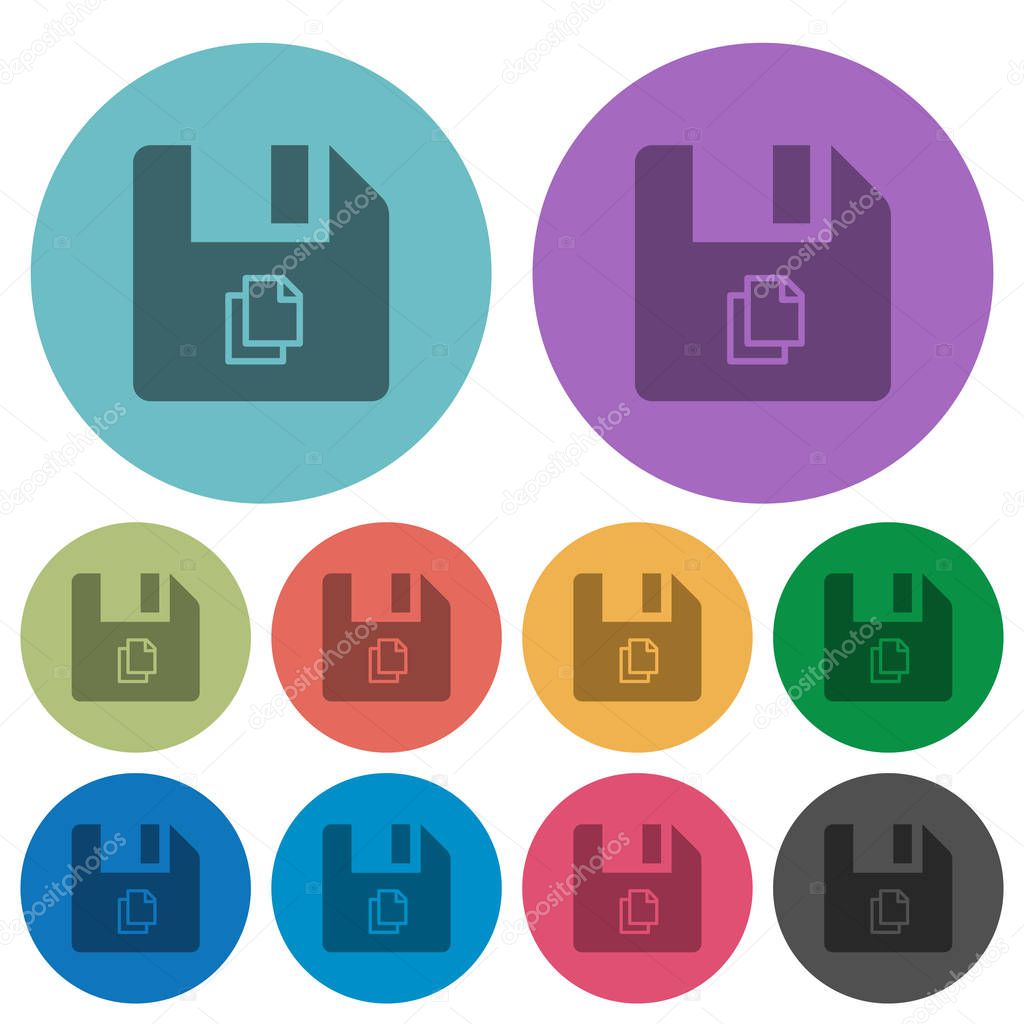 Copy file darker flat icons on color round background