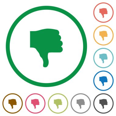 Başparmak aşağı düz renk simgeleri özetliyor beyaz arka plan üzerinde yuvarlak