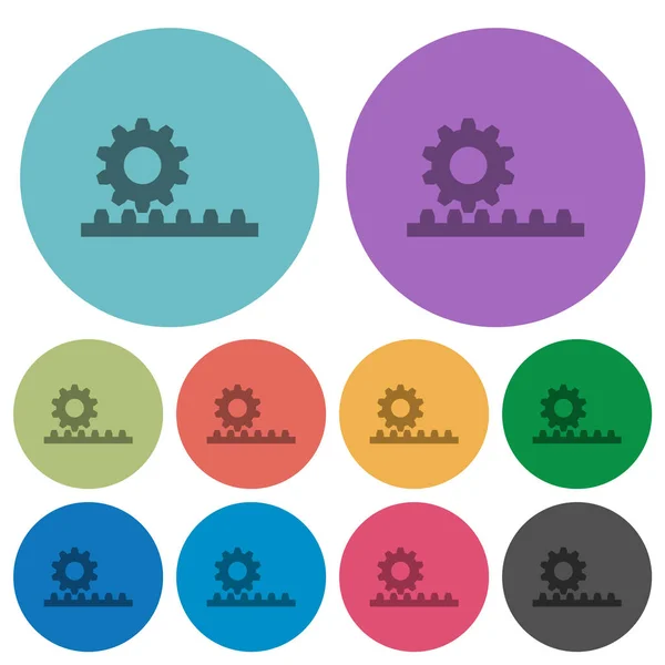 Cogwheel with rack pinion darker flat icons on color round background