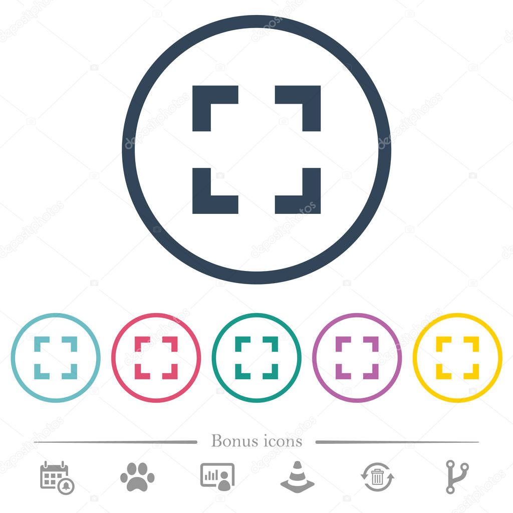 Selector tool flat color icons in round outlines. 6 bonus icons included.
